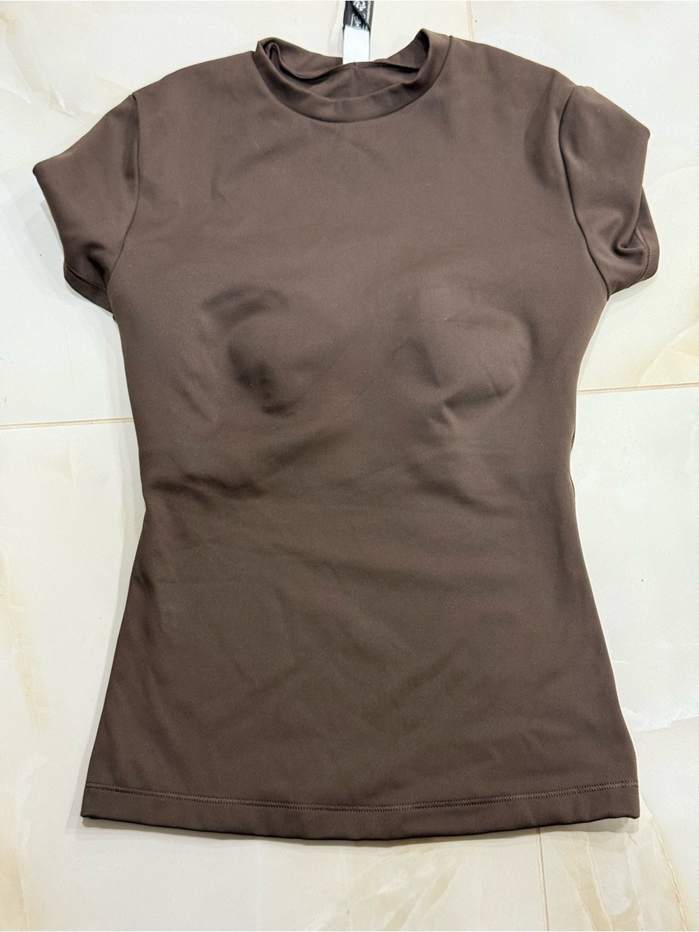 SKIMS Short Sleeve Crewneck Tee in Deep Brown